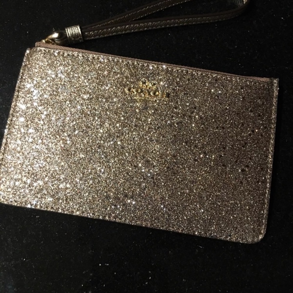 Coach gold star glitter wristlet